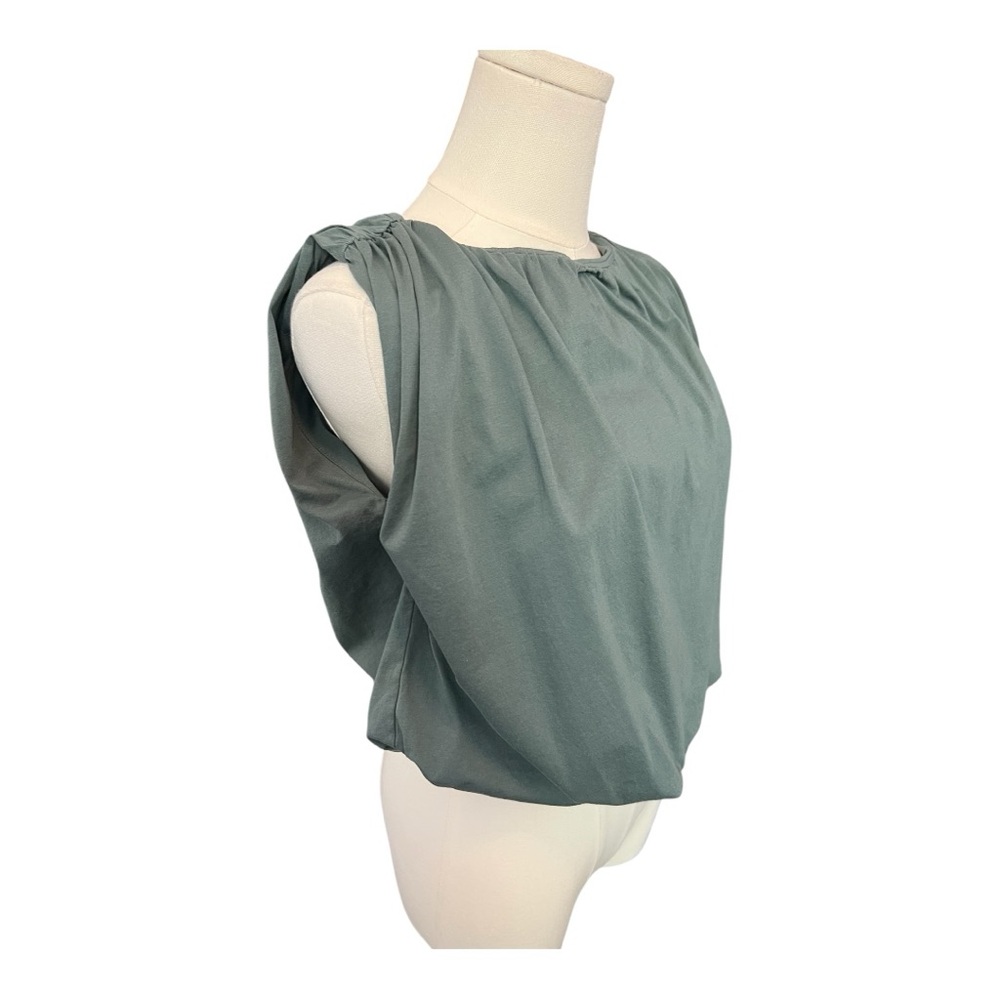 💙 EUC LOFT Sage Green Sleeveless Balloon Style Blouse | Size XS - Picture 2 of 7